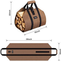 Amagabeli Fireplace Carrier Waxed Firewood Canvas Log Carrier Tote Bag Outdoor Log Tote Large Wood Carrying Bag with Handles Security Strap Camping Indoor Firewood Log Holder Birchwood Stand Brown