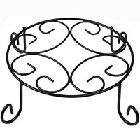 Amagabeli 10 inch Metal Potted Plant Stand Rustproof Iron Art Flower Pot Holder Rack Steel Short Planter Supports Trivet Floor Saucer Decorative Garden Pots Containers Stand Black