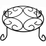 Amagabeli 10 inch Metal Potted Plant Stand Rustproof Iron Art Flower Pot Holder Rack Steel Short Planter Supports Trivet Floor Saucer Decorative Garden Pots Containers Stand Black