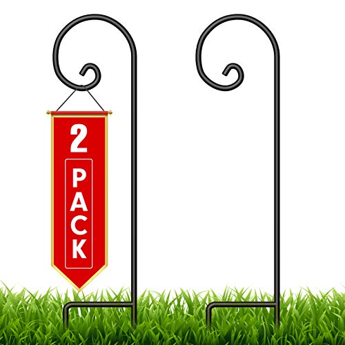 BEAU JARDIN Set of 2 Garden Shepherd Hooks 35in Tall Poles Shepards Hangers for Outdoor Wedding Décor Outside Metal Plants Hanger Stand Pathway Hanging Basket Solar Light Lantern Wind Chimes 2/5in