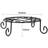 Amagabeli 10 inch Metal Potted Plant Stand Rustproof Iron Art Flower Pot Holder Rack Steel Short Planter Supports Trivet Floor Saucer Decorative Garden Pots Containers Stand Black