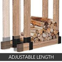 Amagabeli 1 Set of 2 Brackets Firewood Rack Outdoor Firewood Log Storage Kit Indoor Fireplace Lumber Wood Rack Pile Holder Stacker Heavy Duty Steel Fire Pit Adjustable to Any Length Height Black