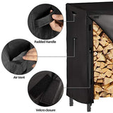 Amagabeli 4ft Firewood Log Rack Cover Weather Resistant Outdoor Heavy Duty Waterproof 600D Oxford Fabric Fireplace Logs Holder Covering Fire Wood Storage Covers with PVC Backing Black