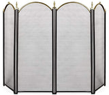 Amagabeli Large Gold Fireplace Screen 4 Panel Ornate Wrought Iron Black Metal Fire Place Standing Gate Decorative Mesh Solid Steel Spark Guard Cover Outdoor Tools Accessories