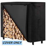 Amagabeli 4ft Firewood Log Rack Cover Weather Resistant Outdoor Heavy Duty Waterproof 600D Oxford Fabric Fireplace Logs Holder Covering Fire Wood Storage Covers with PVC Backing Black