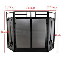 Amagabeli Fireplace Screen with Doors Metal Decorative Mesh Wrought Iron Fire Place with Tools