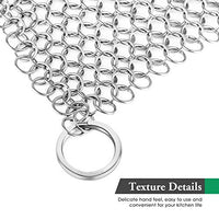 Amagabeli 8” x 8” 316 Stainless Steel Cast Iron Cleaner Chainmail Scrubber for Cast Iron Pan Skillet Cleaner for Dishes Glass Pre-Seasoned Cast Iron Pot Seasoning Protection Cookware Accessories