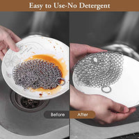 Amagabeli 8”x8” 316 Stainless Steel Cast Iron Cleaner Round Chainmail Scrubber for Cast Iron Pan Skillet Cleaner for Dishes Glass Pre-Seasoned Cast Iron Pot Seasoning Protection Cookware Accessories