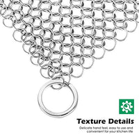 Amagabeli 10” x 10” 316 Stainless Steel Cast Iron Cleaner Chainmail Scrubber for Cast Iron Pan Skillet Cleaner for Dishes Glass Pre-Seasoned Cast Iron Pot Seasoning Protection Cookware Accessories