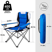 Folding Camping Chairs Outdoor Lawn Chair Padded Foldable Sports Chair Lightweight Fold up Adult Camp Chairs Highweight Capacity Bag Chair for Heavy Duty Beach Hiking Fishing Spectator with Cup Holder