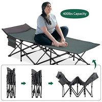 Camabel Folding Camping Cots for Adults Heavy Duty 79”x31” Extra Wide Potable Sleeping Cots for Adults Supports 400 LBS Cot Bed for Backpacking Travel Beach Office with Side Pocket and Carry Bag Green