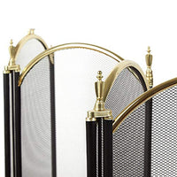 Amagabeli Large Gold Fireplace Screen 4 Panel Ornate Wrought Iron Black Metal Fire Place Standing Gate Decorative Mesh Solid Steel Spark Guard Cover Outdoor Tools Accessories