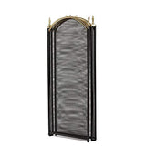 Amagabeli Large Gold Fireplace Screen 4 Panel Ornate Wrought Iron Black Metal Fire Place Standing Gate Decorative Mesh Solid Steel Spark Guard Cover Outdoor Tools Accessories