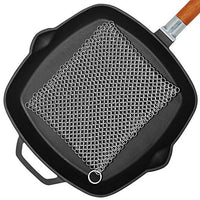 Amagabeli 8” x 8” 316 Stainless Steel Cast Iron Cleaner Chainmail Scrubber for Cast Iron Pan Skillet Cleaner for Dishes Glass Pre-Seasoned Cast Iron Pot Seasoning Protection Cookware Accessories