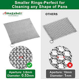 Amagabeli 8”x8” Cast Iron Cleaner Mesh Premium 316 Stainless Steel Small Rings with 3.8mm Opening Chainmail Scrubber for Cast Iron Pans Pre-Seasoned Pan Dutch Oven Waffle Iron Pans Skillet Cleaner