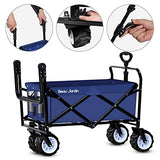 BEAU JARDIN Folding Push Wagon Cart Collapsible Utility Camping Grocery Canvas Fabric Sturdy Portable Rolling Lightweight Beach Sand Buggies Outdoor Garden Sport Picnic Heavy Duty Shopping Cart Wagon