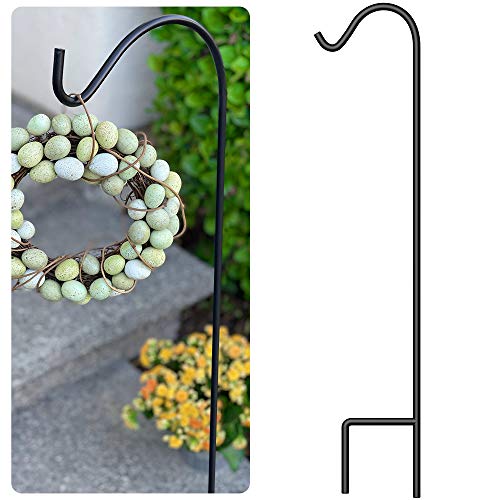 BEAU JARDIN Shepherd Hook 65 in Tall 1/2in Thick Hummingbird Bird Feeder Pole Shepards Garden Hanging Plants Basket Hanger Pathway Light Solar Lantern Mason Jar Wind Chimes Wedding Metal