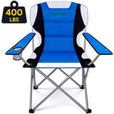 Folding Camping Chairs Outdoor Lawn Chair Padded Foldable Sports Chair Lightweight Fold up Adult Camp Chairs Highweight Capacity Bag Chair for Heavy Duty Beach Hiking Fishing Spectator with Cup Holder