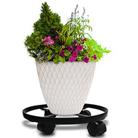 Amagabeli 14" Metal Plant Caddy Heavy Duty Iron Potted Plant Stand With Wheels Round Flower Pot Rack on Rollers Dolly Holder on Wheels Indoor Outdoor Planter Trolley Casters Rolling Tray Coaster Black