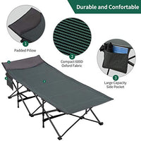 Camabel Folding Camping Cots for Adults Heavy Duty 79”x31” Extra Wide Potable Sleeping Cots for Adults Supports 400 LBS Cot Bed for Backpacking Travel Beach Office with Side Pocket and Carry Bag Green