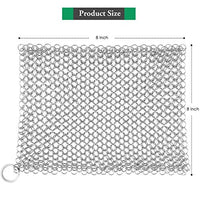 Amagabeli 8” x 8” 316 Stainless Steel Cast Iron Cleaner Chainmail Scrubber for Cast Iron Pan Skillet Cleaner for Dishes Glass Pre-Seasoned Cast Iron Pot Seasoning Protection Cookware Accessories