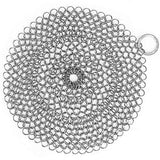 Amagabeli 8”x8” 316 Stainless Steel Cast Iron Cleaner Round Chainmail Scrubber for Cast Iron Pan Skillet Cleaner for Dishes Glass Pre-Seasoned Cast Iron Pot Seasoning Protection Cookware Accessories