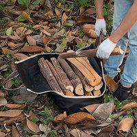 Amagabeli Large Canvas Firewood Carrier Log Tote Bag Indoor Fireplace Log Carrier Holders Woodpile Rack Fire Wood Carrying Outdoor Tubular Birchwood Stand by Hearth Stove Tools Set Basket Black