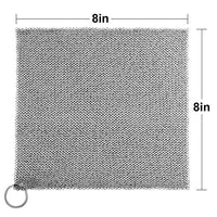 Amagabeli 8”x8” Cast Iron Cleaner Mesh Premium 316 Stainless Steel Small Rings with 3.8mm Opening Chainmail Scrubber for Cast Iron Pans Pre-Seasoned Pan Dutch Oven Waffle Iron Pans Skillet Cleaner