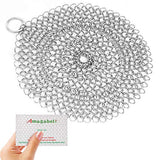 Amagabeli 7”x7” 316 Stainless Steel Cast Iron Cleaner Chainmail Scrubber for Cast Iron Pan Skillet Cleaner for Dishes Glass Pre-seasoned Cast Iron Pot Seasoning Protection Cookware Accessories