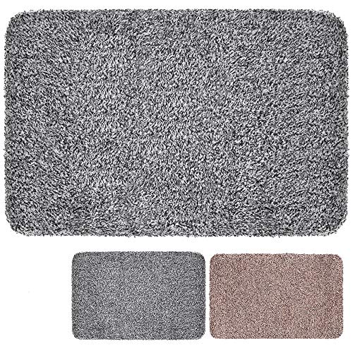 BEAU JARDIN Indoor Super Absorbs Mud Doormat PVC Backing Non Slip Door Mat for Small Front Door Inside Floor Dirt Trapper Mats Cotton Entrance Rug 18"x 28" Shoes Scraper Machine Washable Carpet Fiber