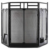 Amagabeli Fireplace Screen with Doors Metal Decorative Mesh Wrought Iron Fire Place with Tools